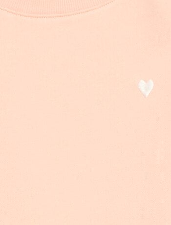 Sweat en molleton uni cœur brodé