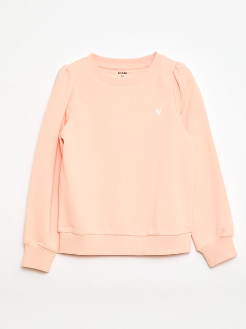 Sweat en molleton uni cœur brodé - Kiabi
