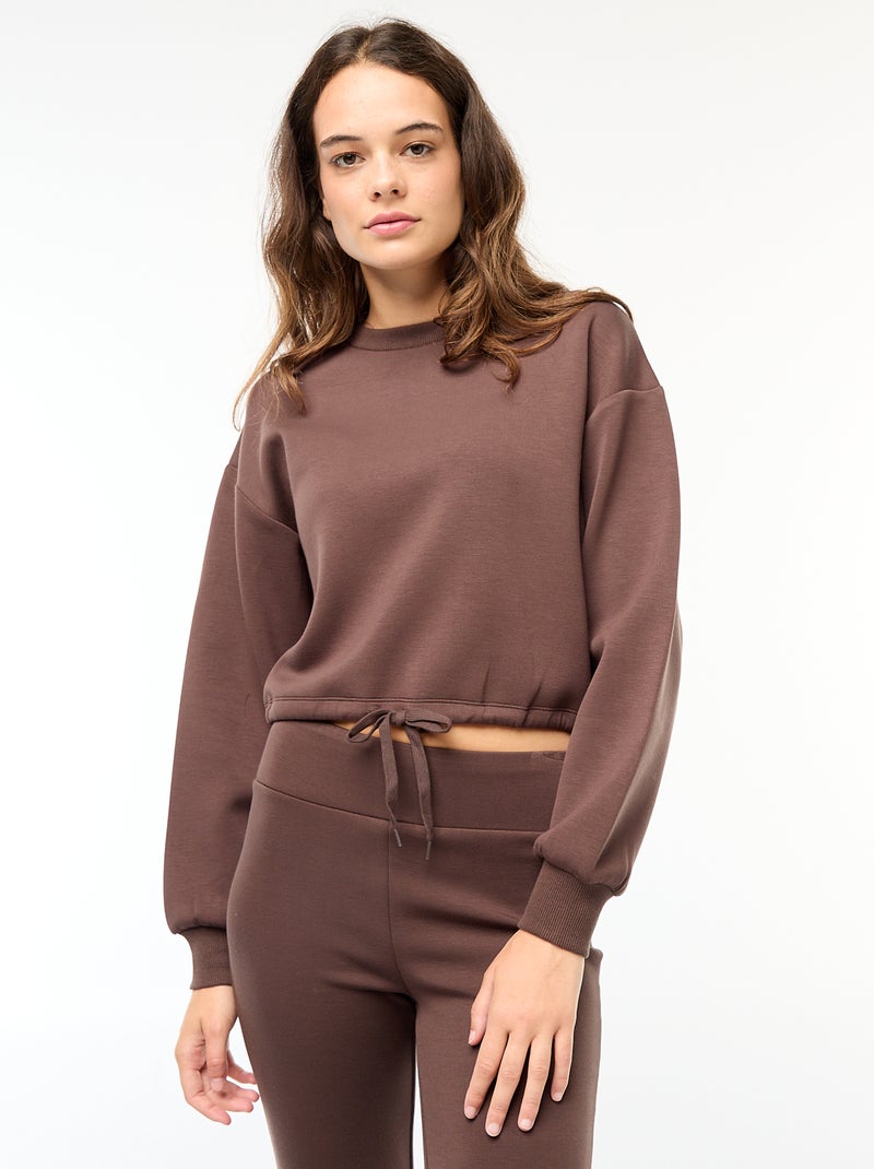 Sweat en molleton uni doux et chaud Marron - Kiabi