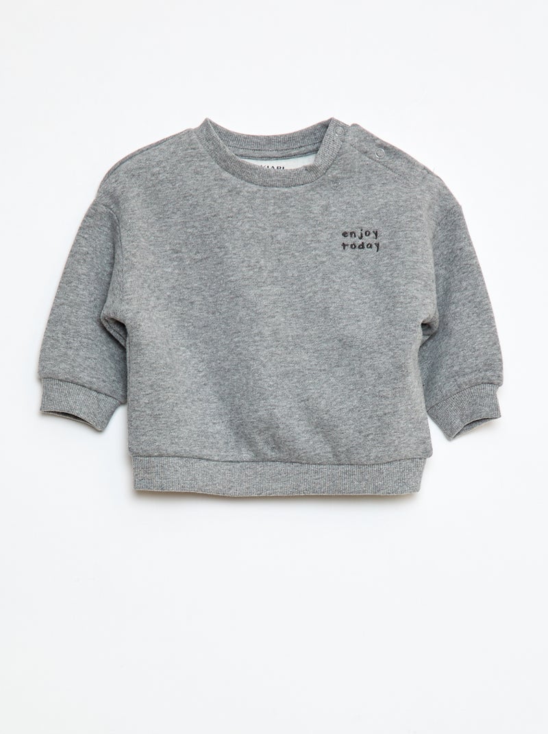 Sweat en molleton uni Gris - Kiabi