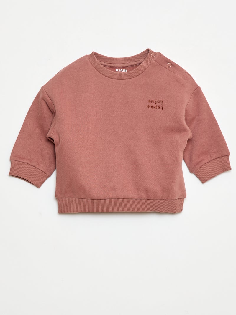 Sweat en molleton uni Marron - Kiabi