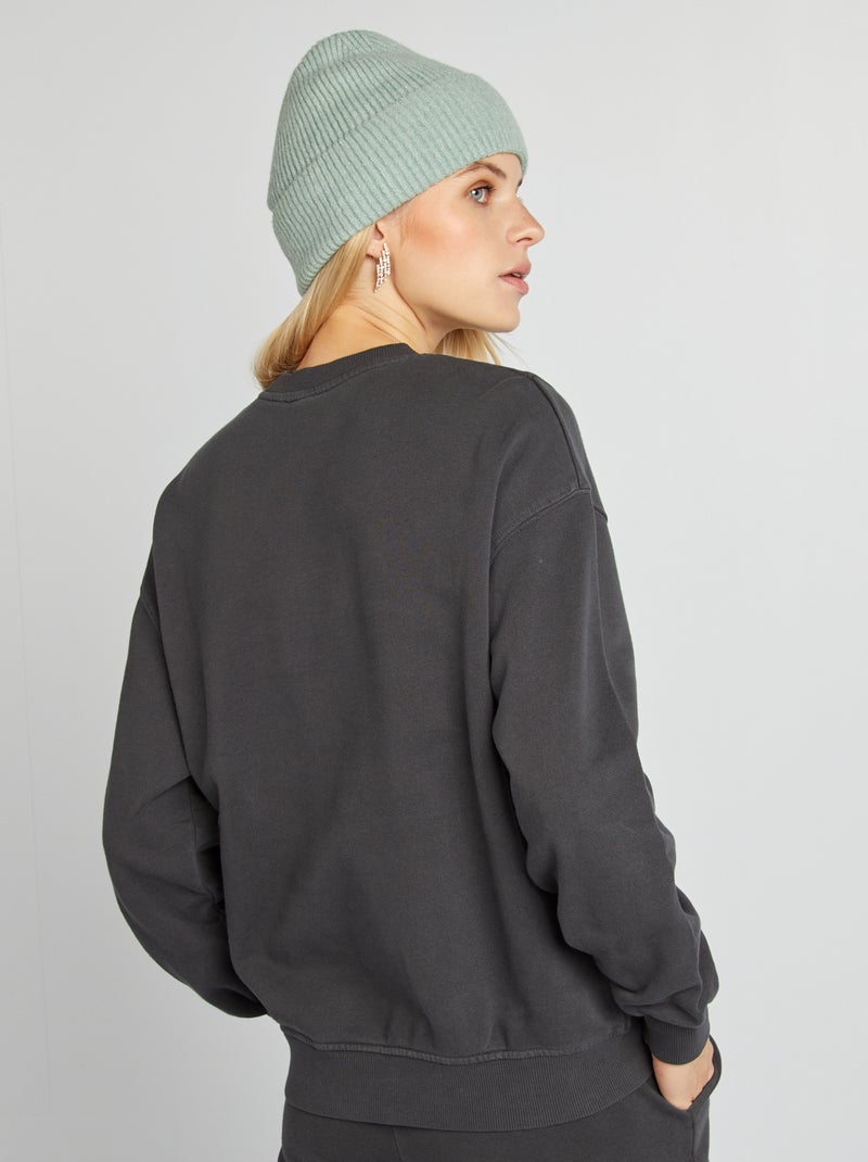 Sweat en molleton uni Noir - Kiabi