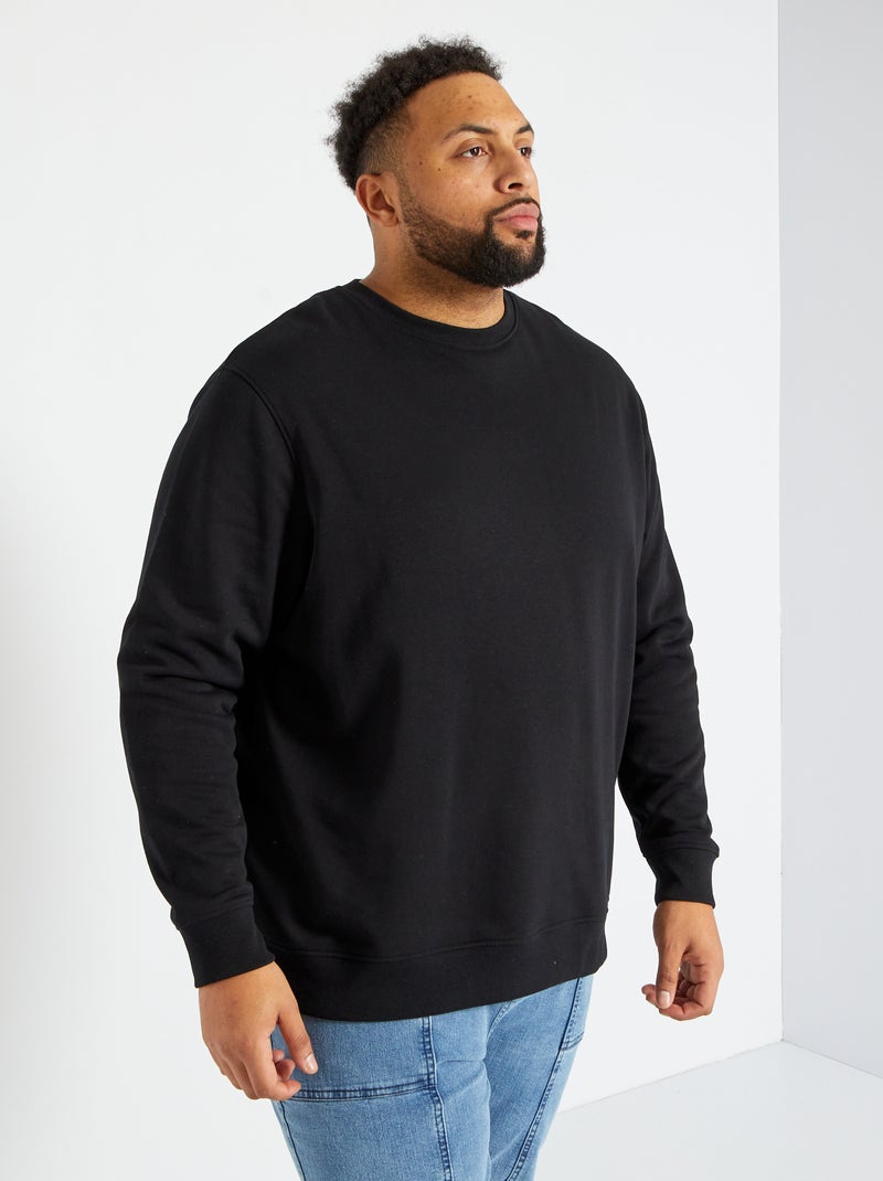 Sweat en molleton uni noir - Kiabi