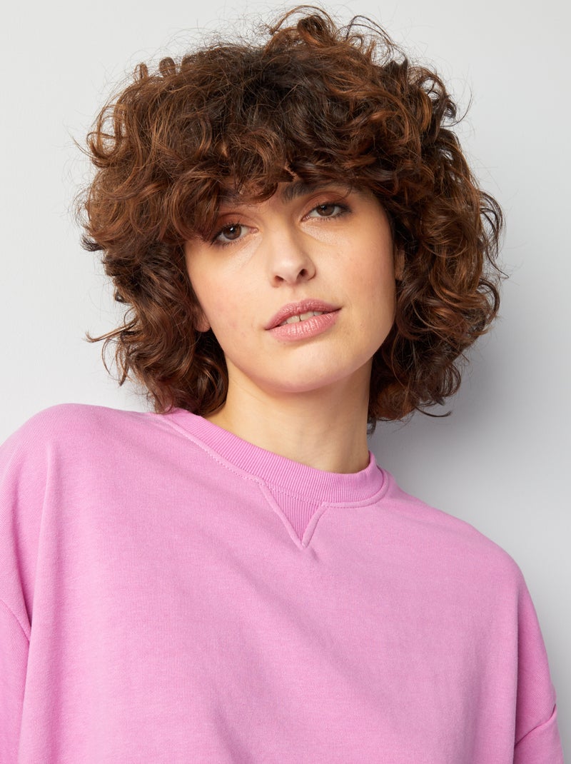 Sweat en molleton uni Rose - Kiabi