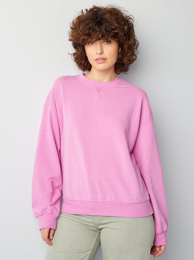 Sweat en molleton uni Rose - Kiabi