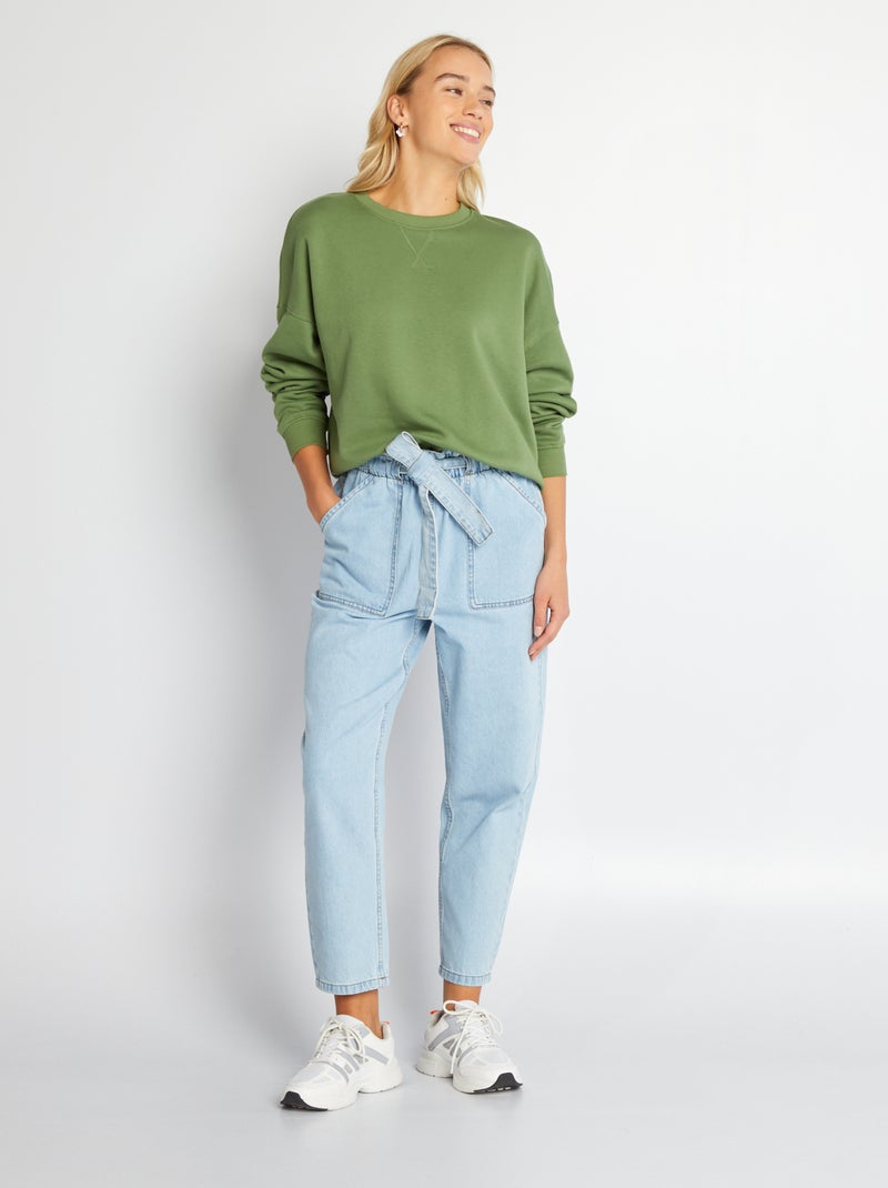 Sweat en molleton uni Vert - Kiabi