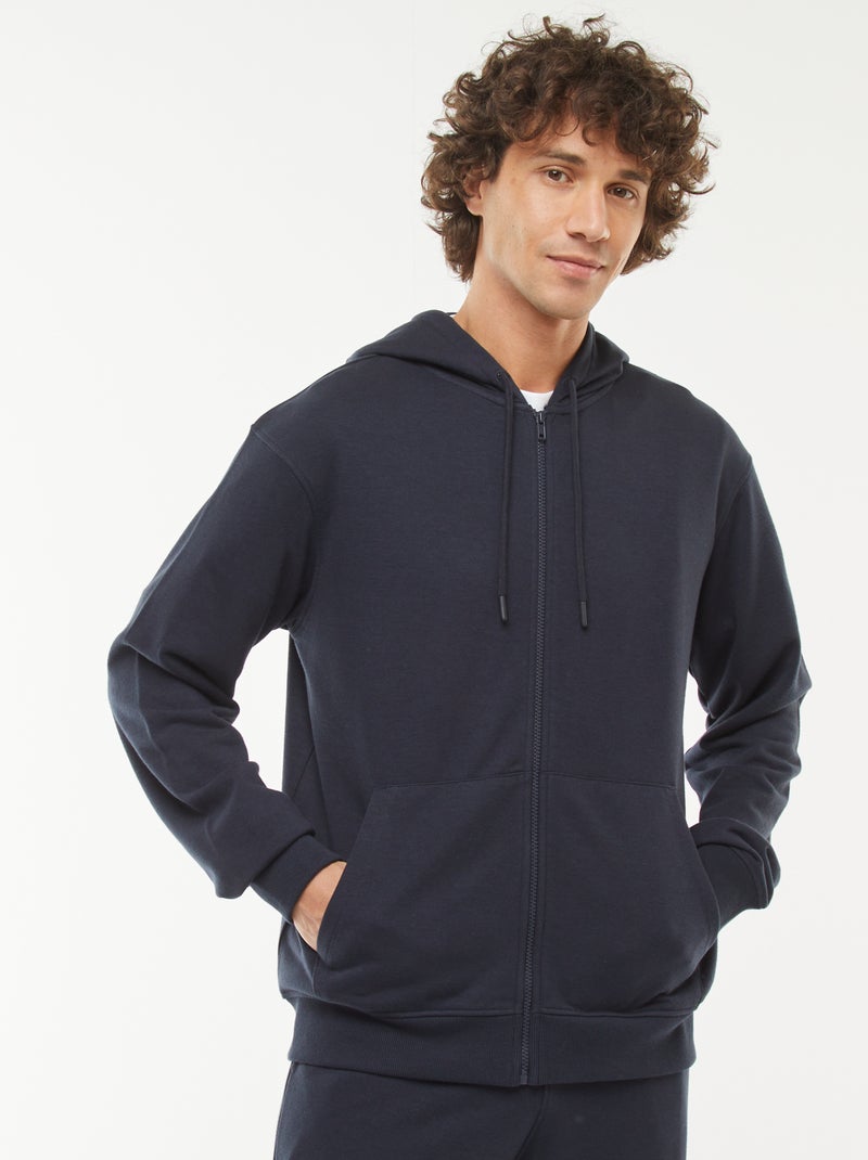 Sweat en molleton zippé à capuche Bleu - Kiabi