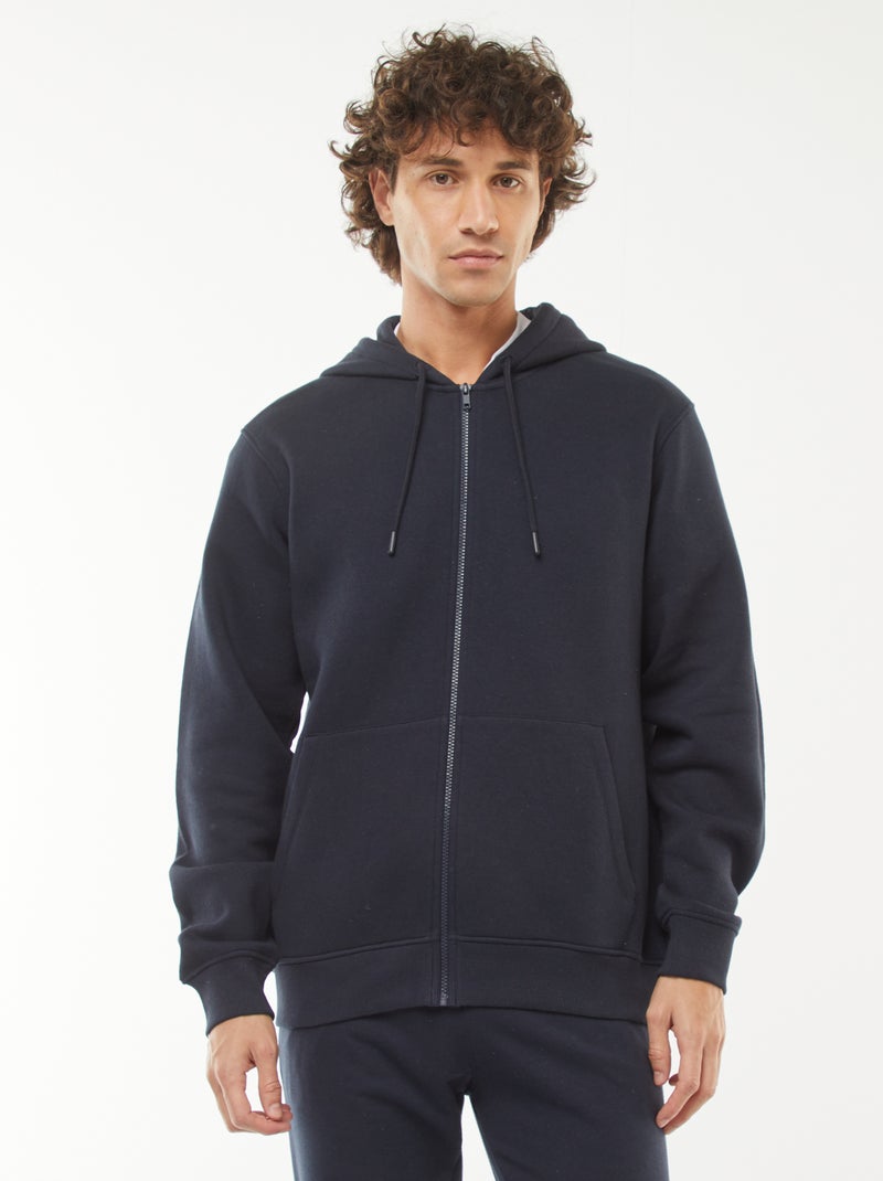Sweat en molleton zippé à capuche Bleu - Kiabi