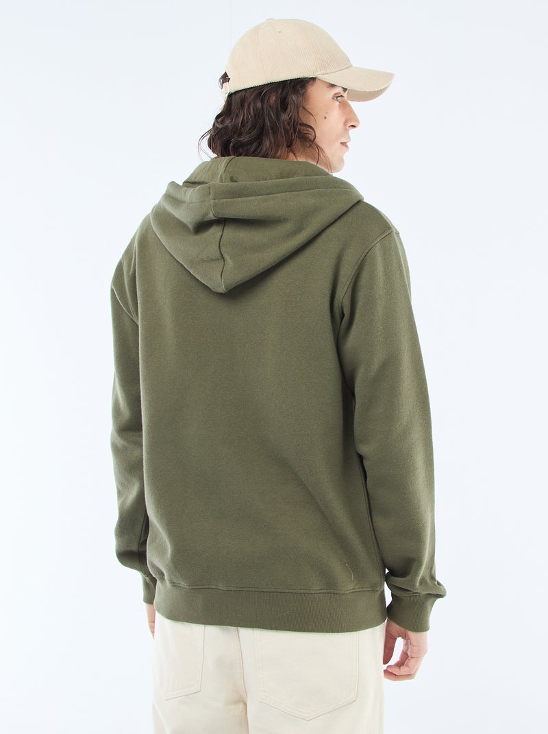 Sweat en molleton zippé à capuche Kaki - Kiabi