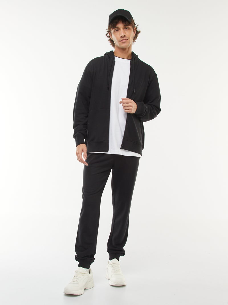 Sweat en molleton zippé à capuche Noir - Kiabi