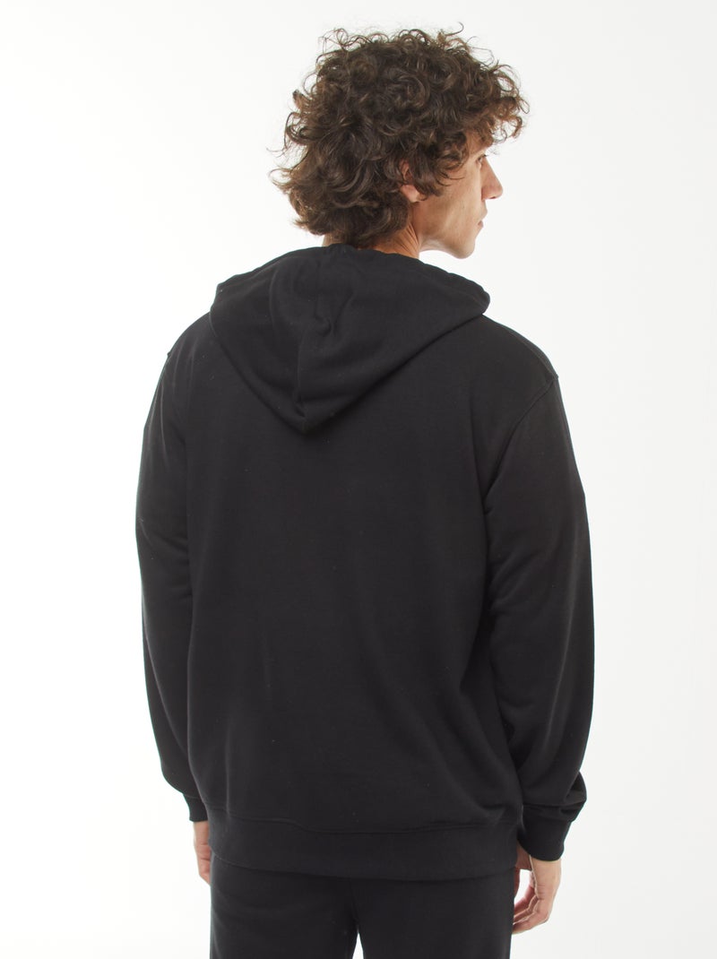 Sweat en molleton zippé à capuche Noir - Kiabi