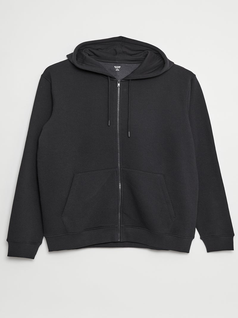 Sweat en molleton zippé et à capuche noir - Kiabi