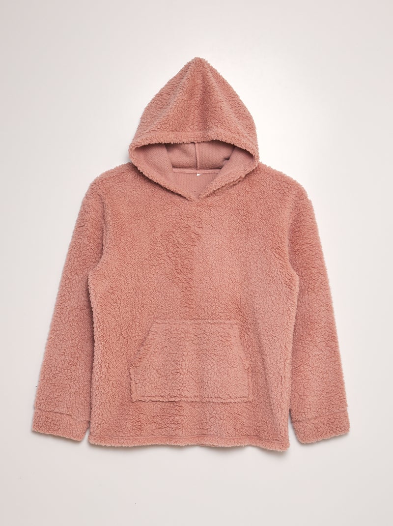 Sweat en polaire à capuche Rose - Kiabi