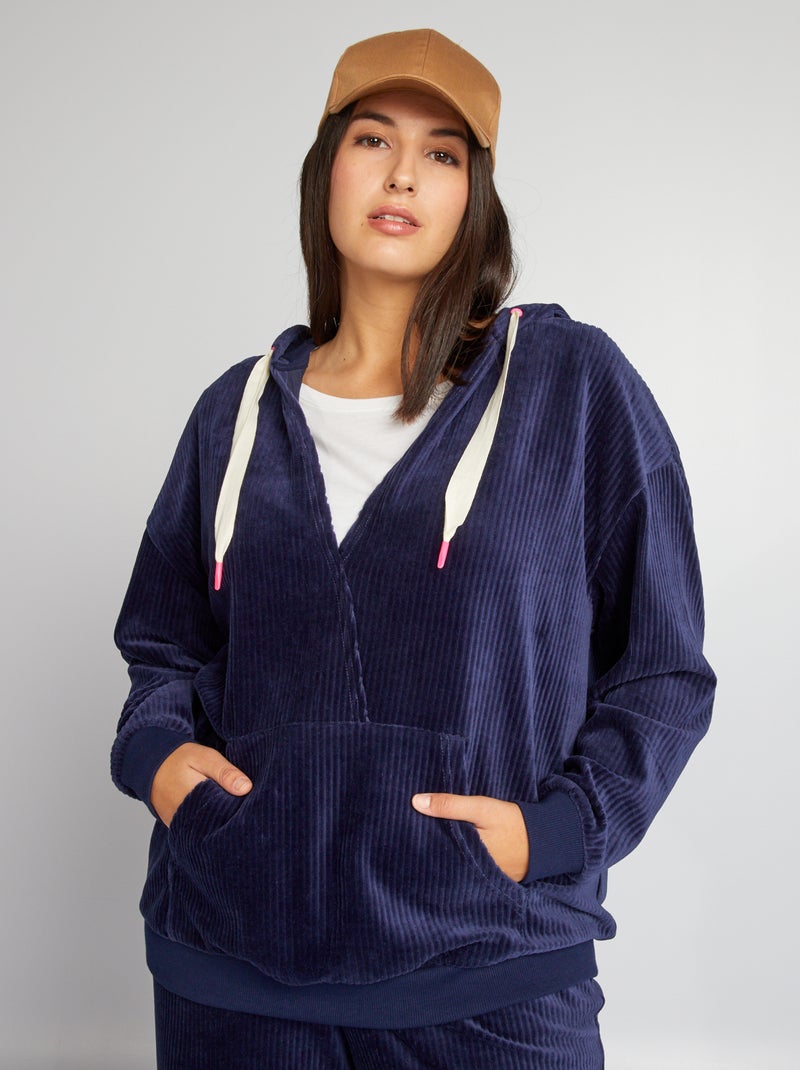 Sweat en velours côtelé Bleu - Kiabi
