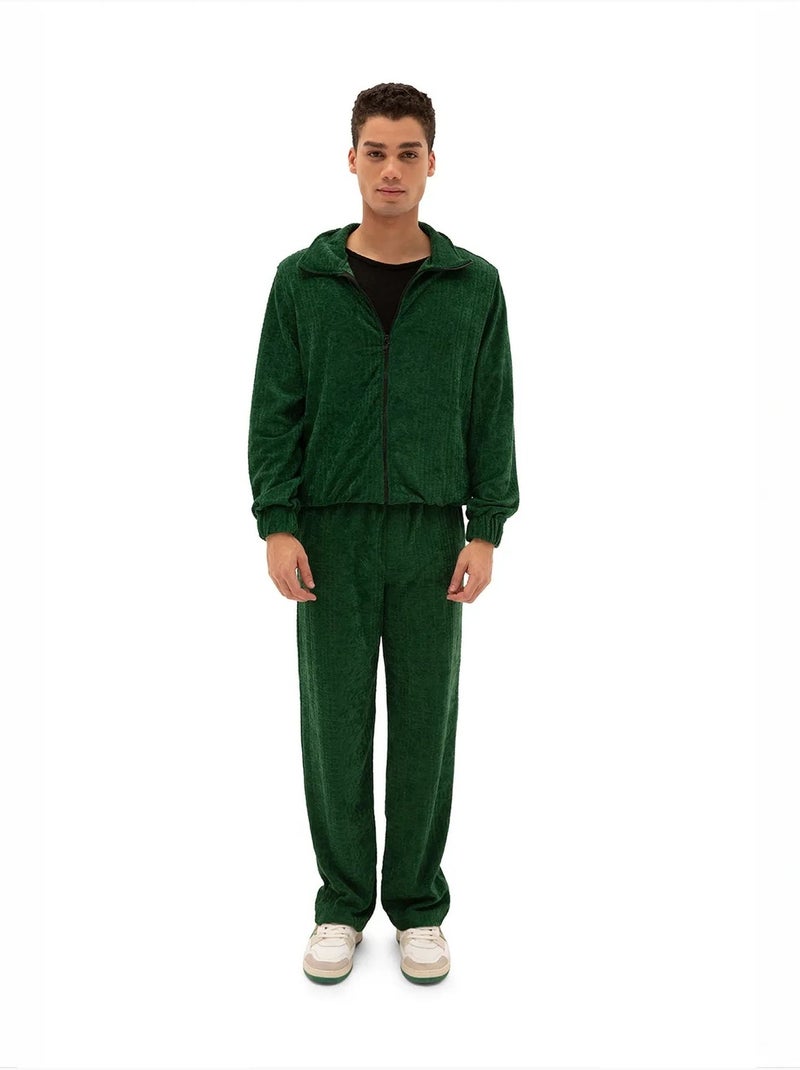 Sweat en velours zippé pour homme giesto Vert bouteille - Kiabi