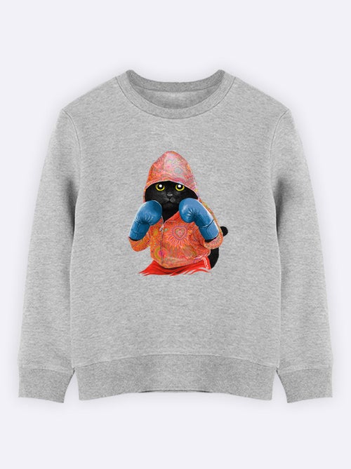 Sweat Enfant BOXING CAT BLACK - Kiabi