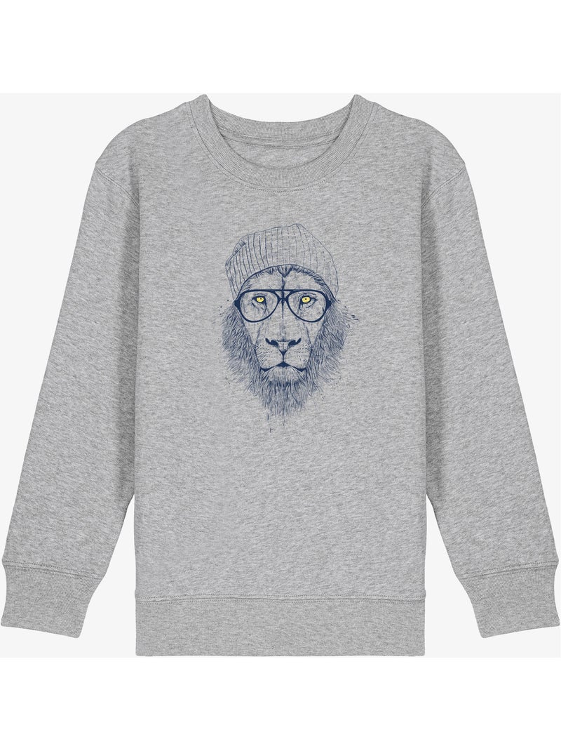 Sweat Enfant COOL LION Gris chiné - Kiabi
