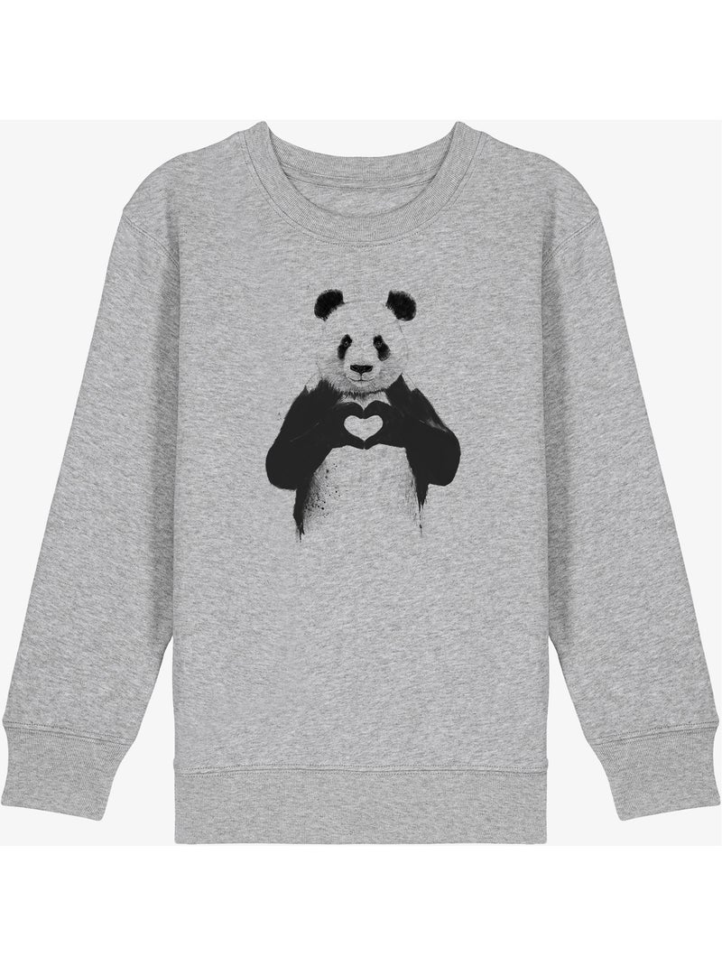 Sweat Enfant LOVE PANDA Gris chiné - Kiabi