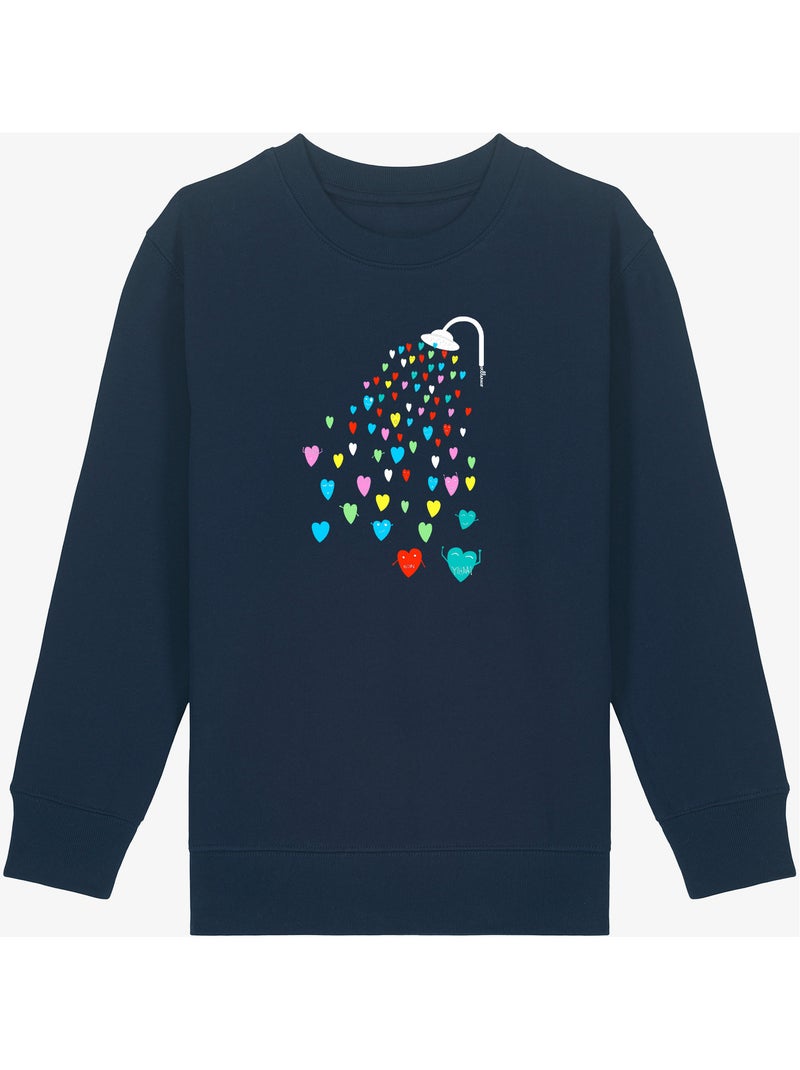 Sweat Enfant LOVE SHOWER Bleu marine - Kiabi