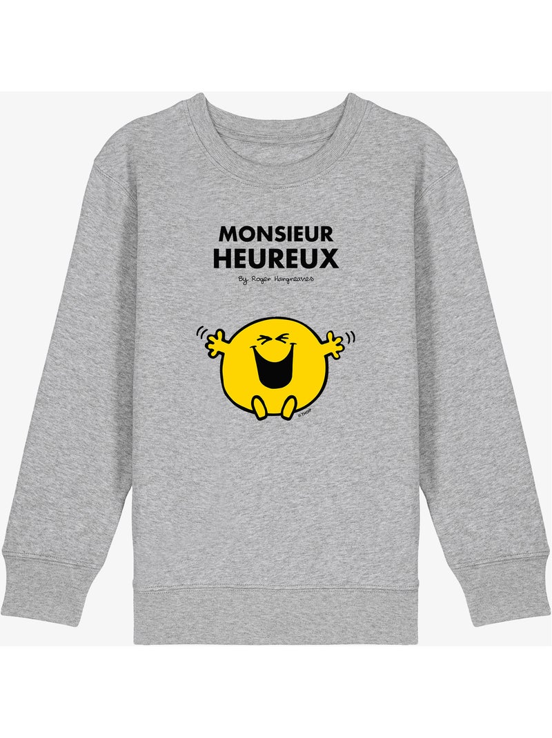 Sweat Enfant MONSIEUR HEUREUX Gris chiné - Kiabi
