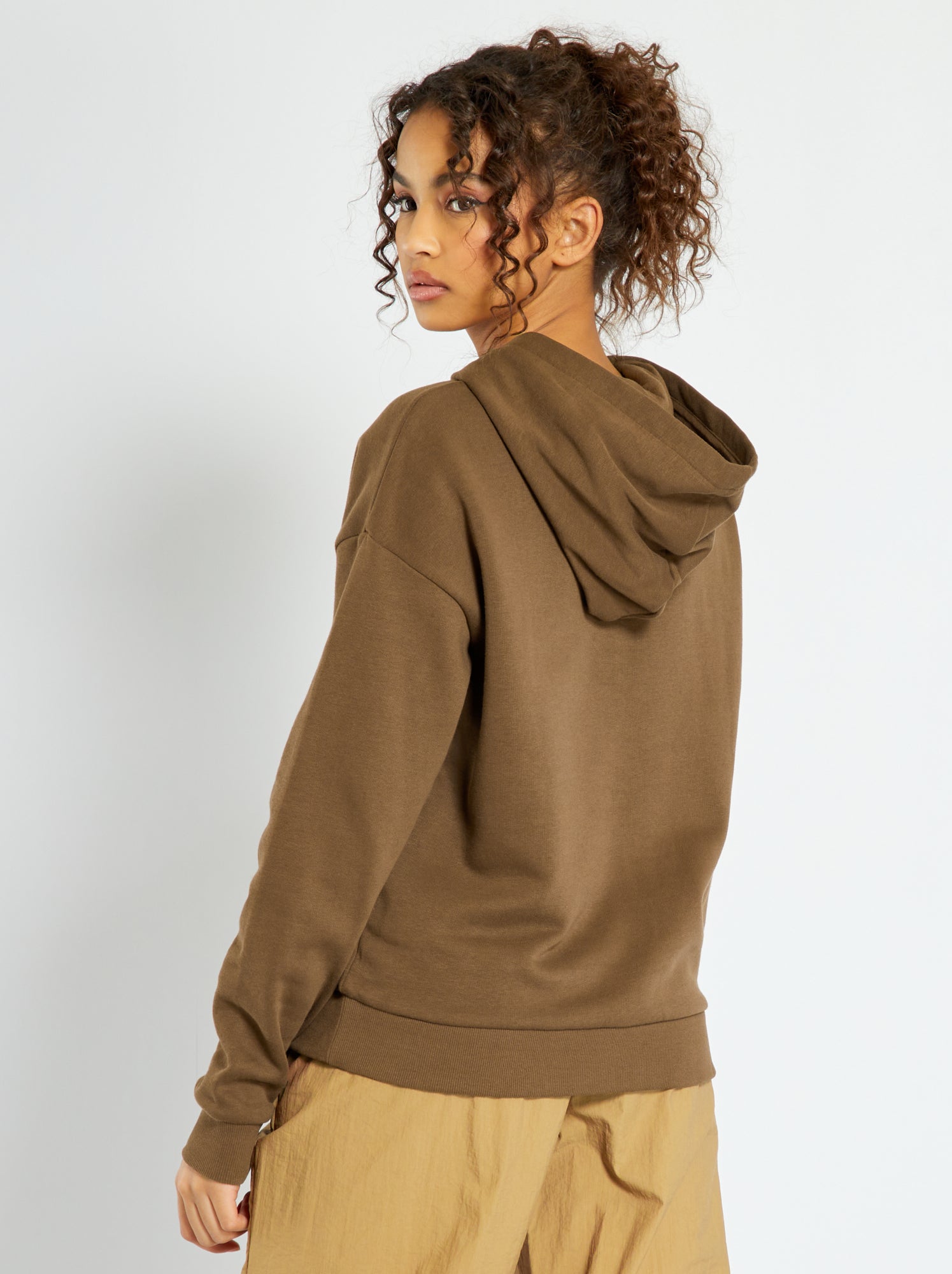 Sweat à Capuche Esprit Enfant – Gris Motif Arête De Poisson, Taille 104/110, Occasion