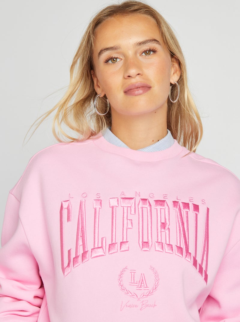 Sweat esprit campus Rose - Kiabi