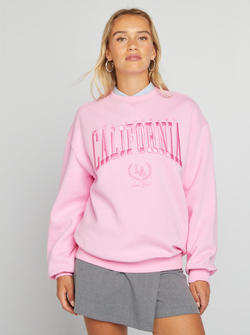 Sweat esprit campus Rose - Kiabi