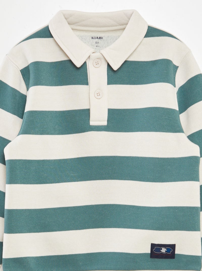 Sweat esprit polo à rayures Vert - Kiabi