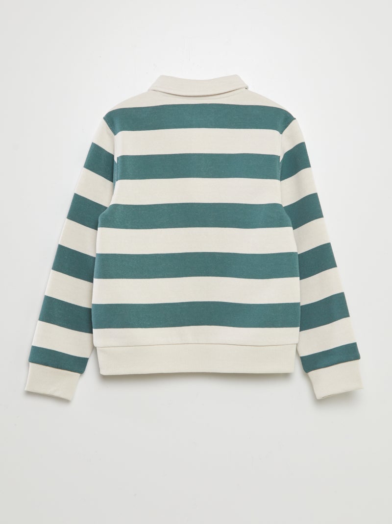 Sweat esprit polo à rayures Vert - Kiabi