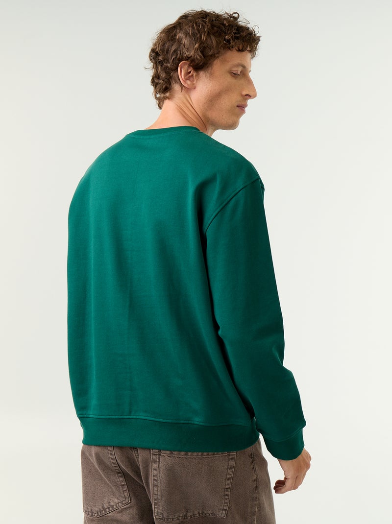 Sweat esprit sportswear avec inscriptions brodées Vert - Kiabi