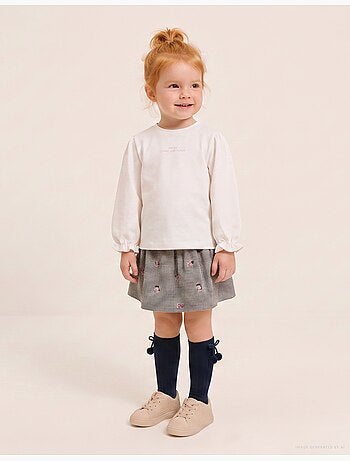 Sweat et jupe-short à carreaux vichy en coton