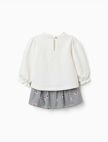 Sweat et jupe-short à carreaux vichy en coton