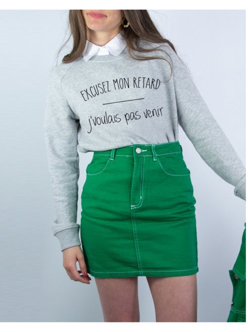 Sweat Femme - EXCUSEZ MON RETARD J'VOULAIS PAS VENIR - Kiabi Sweat Femme - EXCUSEZ MON RETARD J'VOULAIS PAS VENIR - Kiabi