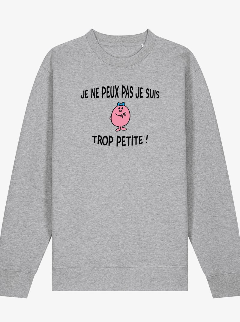 Sweat Femme - JE PEUX PAS JE SUIS TROP PETITE Gris chiné - Kiabi