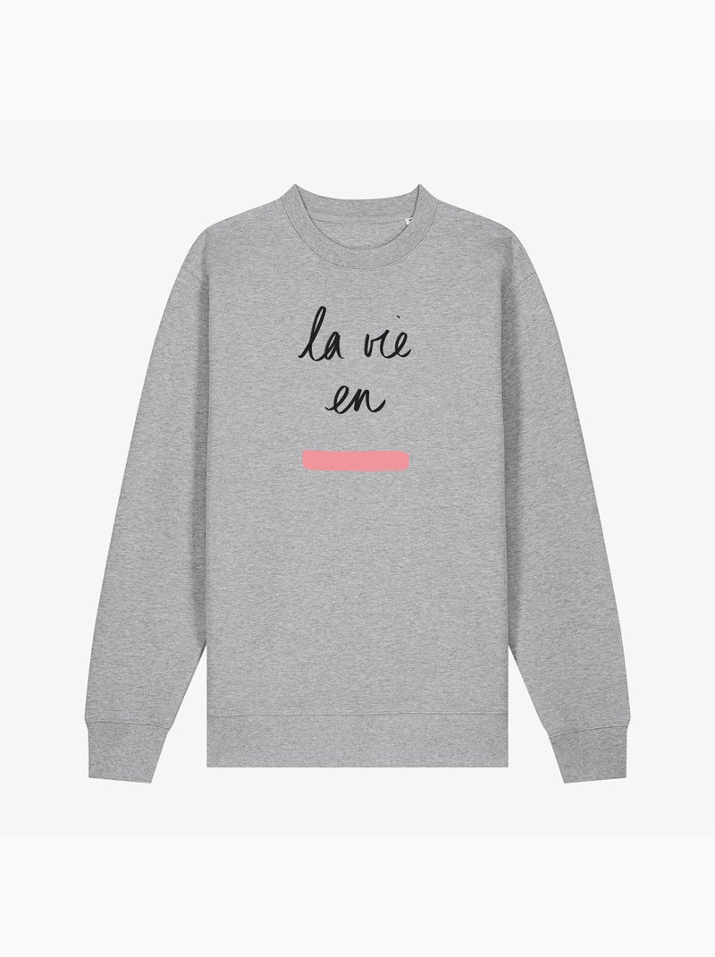 Sweat Femme - LA VIE EN ROSE Gris chiné - Kiabi