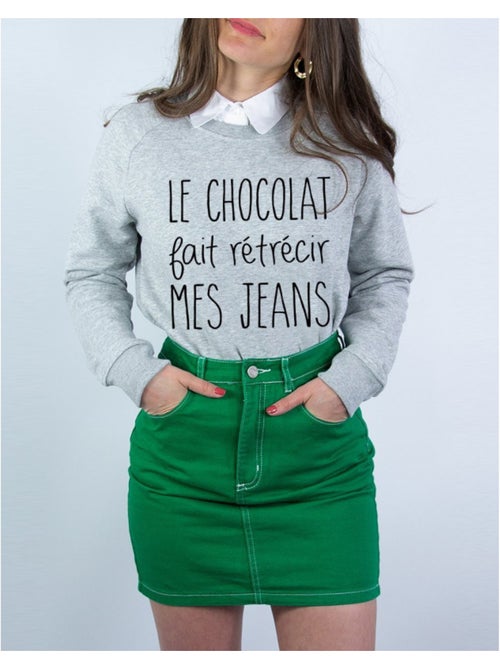 Sweat Femme - LE CHOCOLAT FAIT RETRECIR MES JEANS - Kiabi Sweat Femme - LE CHOCOLAT FAIT RETRECIR MES JEANS - Kiabi