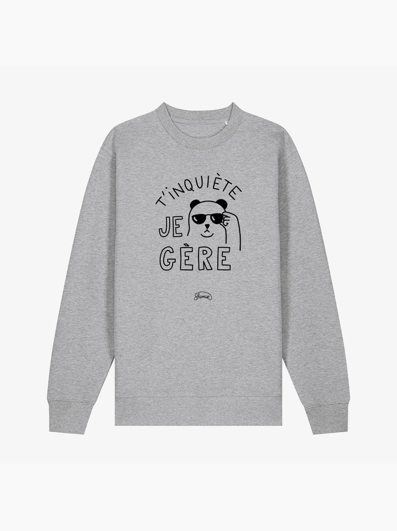Sweat Femme - T'INQUIETE JE GERE Gris chiné - Kiabi