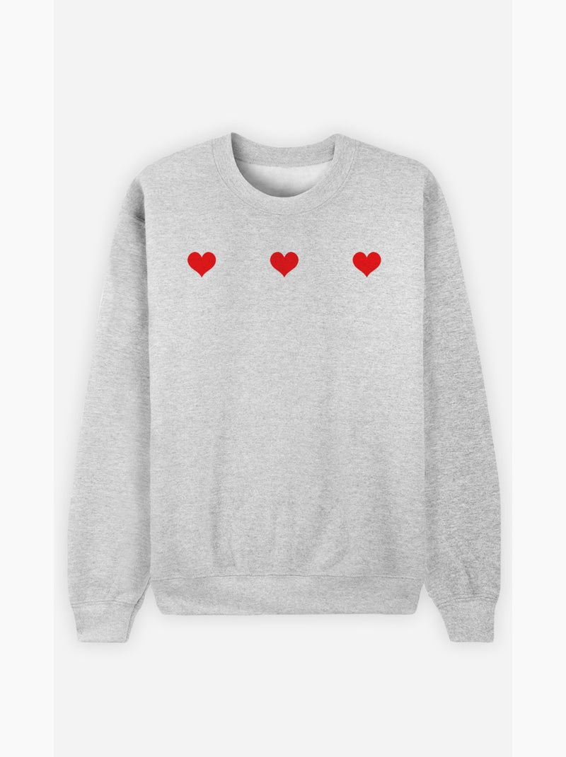 Sweat Femme - TROIS PETITS COEURS Gris chiné - Kiabi