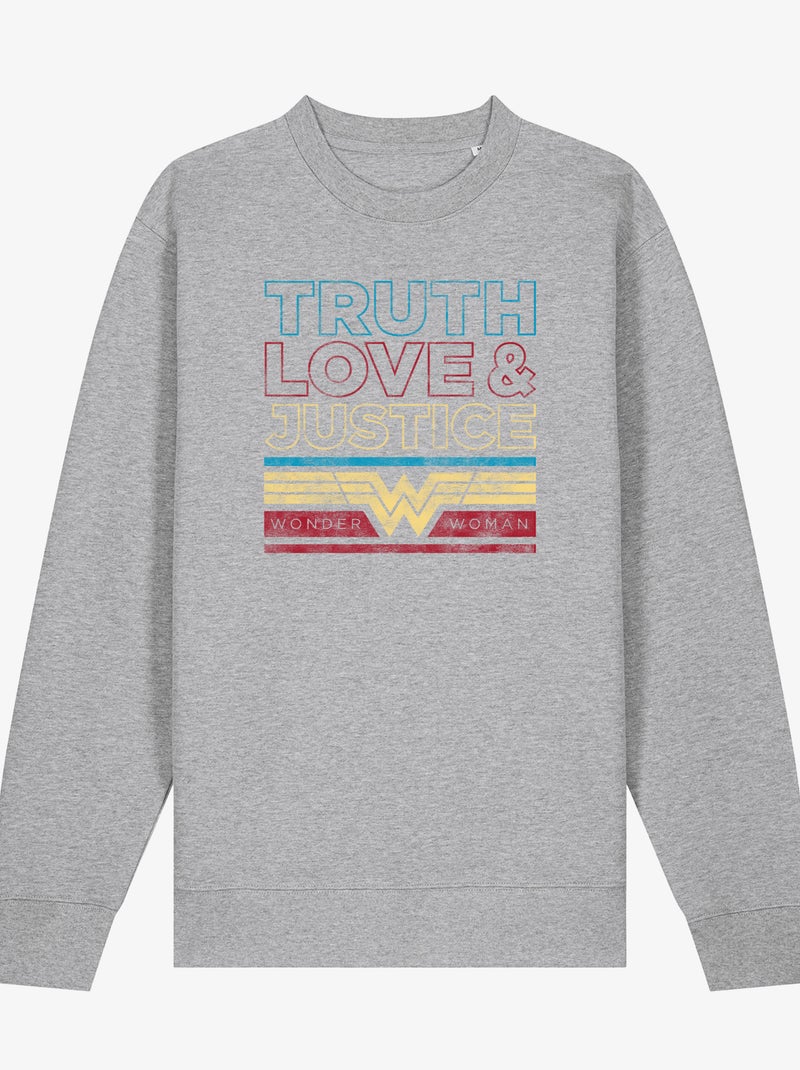 Sweat Femme - TRUTH LOVE & JUSTICE WONDER WOMAN Gris chiné - Kiabi