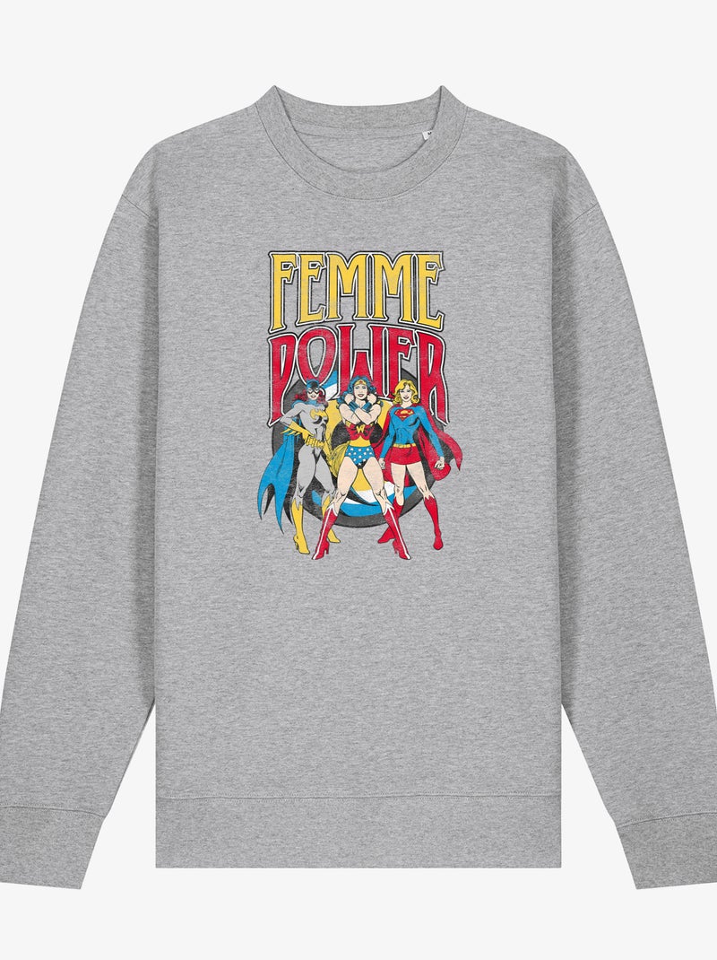 Sweat Femme - WONDER WOMAN FEMME POWER Gris chiné - Kiabi