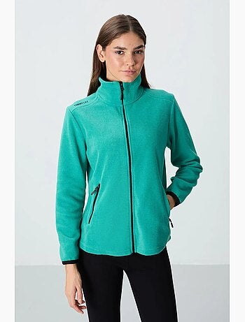 Sweat femme en maille peluche à zip tommy