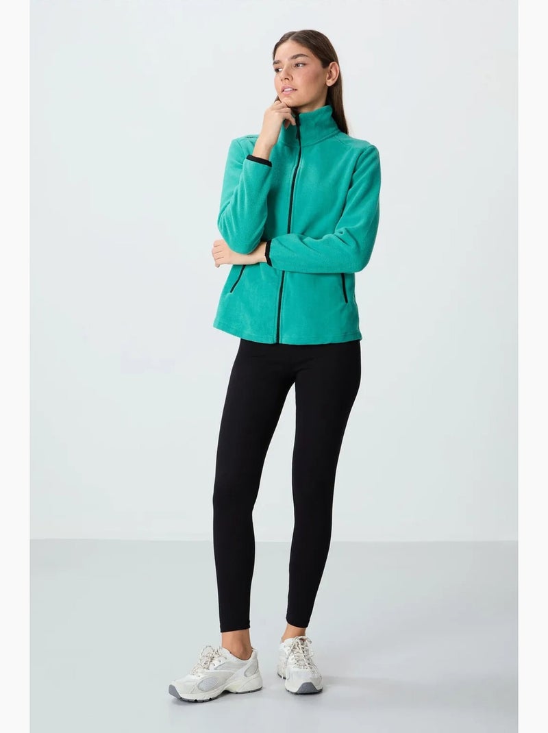 Sweat femme en maille peluche à zip tommy Turquoise - Kiabi