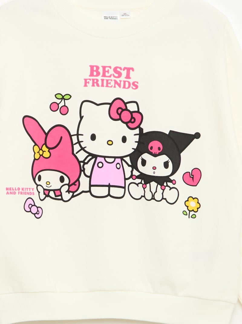 Sweat 'Hello Kitty & Kuromi' col rond Blanc - Kiabi