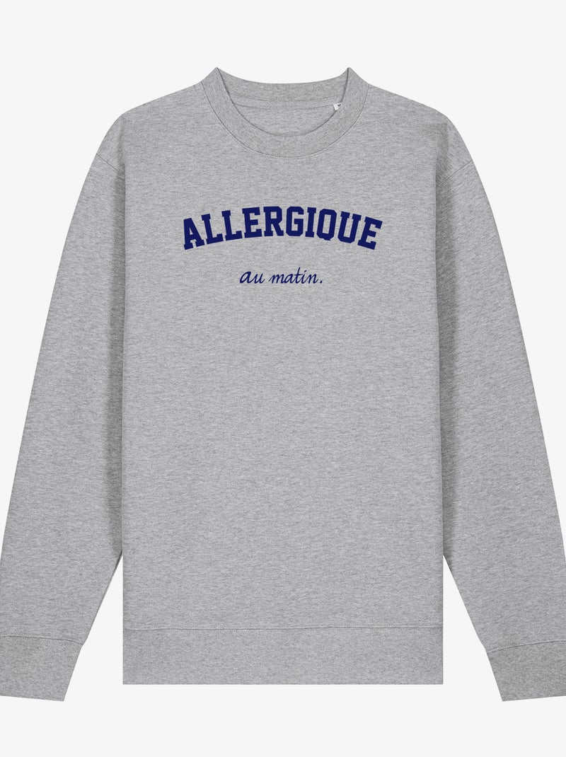 Sweat Homme - ALLERGIQUE AU MATIN Gris chiné - Kiabi