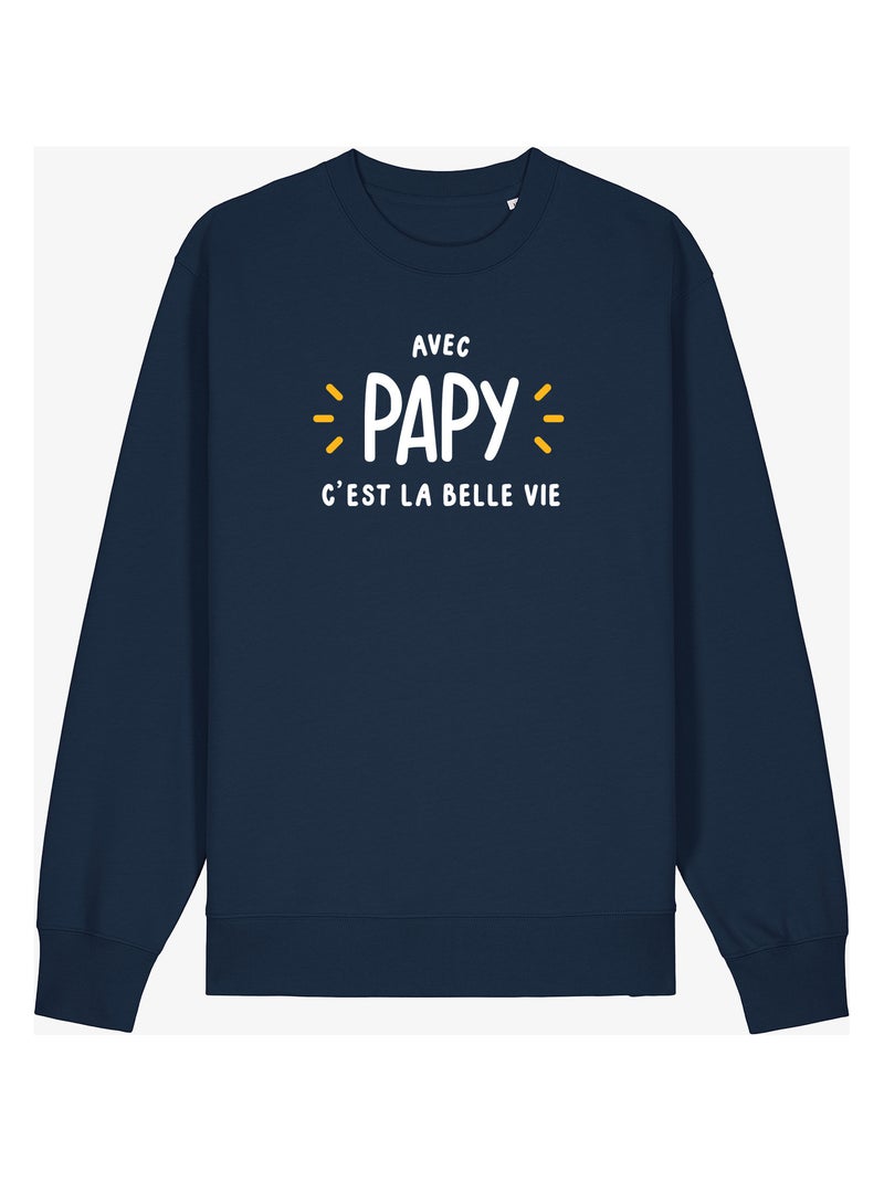 Sweat Homme - AVEC PAPY C'EST LA BELLE VIE Bleu marine - Kiabi