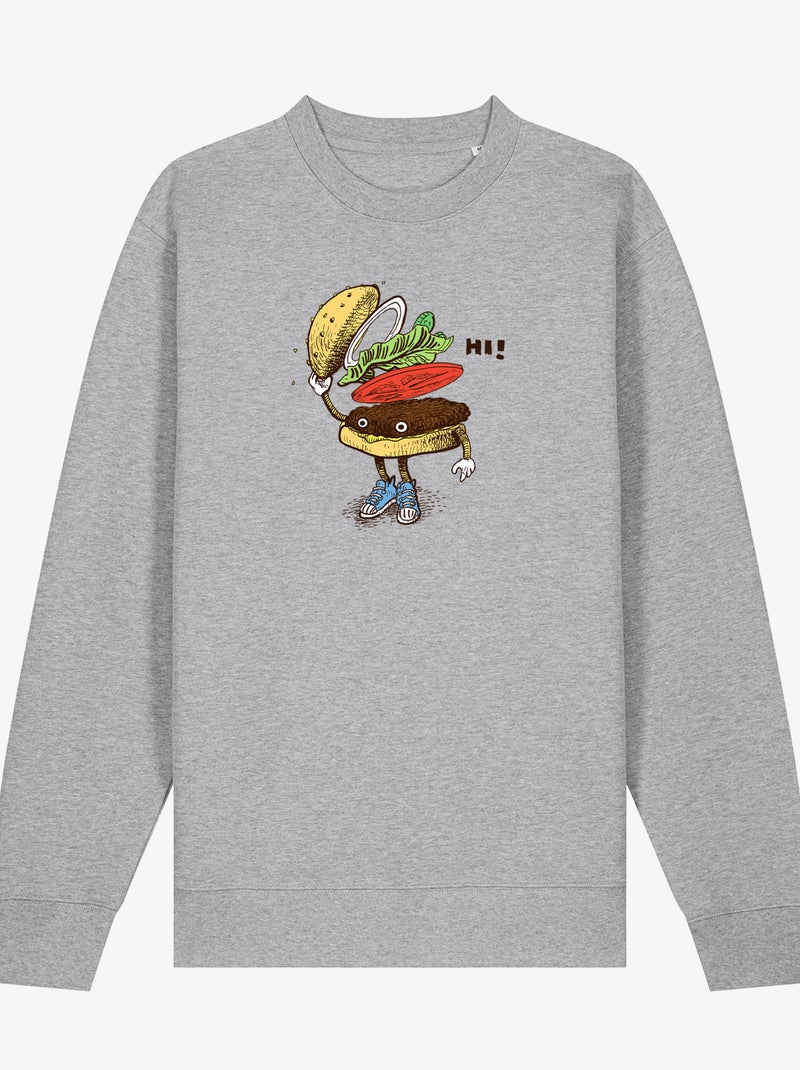 Sweat Homme - BURGER GREETING Gris chiné - Kiabi