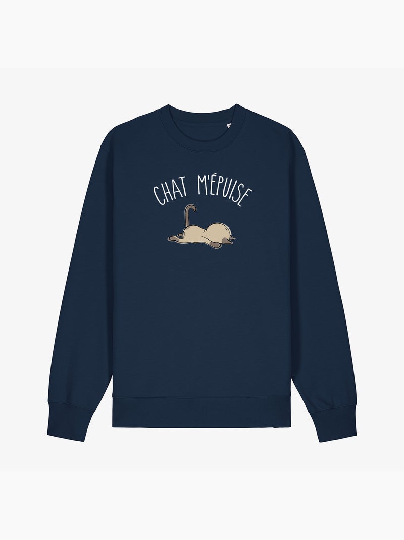 Sweat Homme - CHAT M'EPUISE Bleu marine - Kiabi
