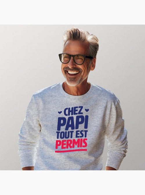 Sweat Homme - CHEZ PAPI TOUT EST PERMIS - Kiabi Sweat Homme - CHEZ PAPI TOUT EST PERMIS - Kiabi