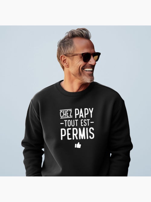 Sweat Homme - CHEZ PAPY TOUT EST PERMIS - Kiabi Sweat Homme - CHEZ PAPY TOUT EST PERMIS - Kiabi