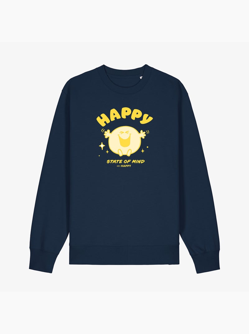 Sweat Homme - HAPPY STATE OF MIND Bleu marine - Kiabi